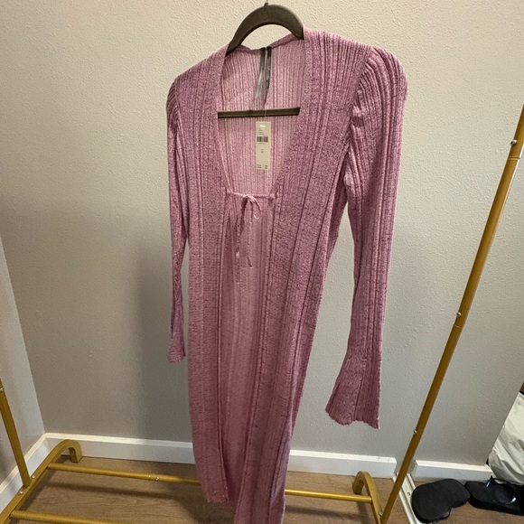 Anthropologie Dresses & Skirts - Ribbed Knit Long Sleeve Pink Maxi DUSTER